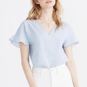 Madewell Sundrift Ruffle Top Blue M